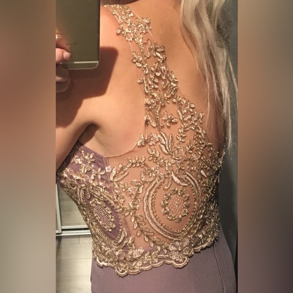 Full length lilac and gold evening gown - Picture 2 of 12